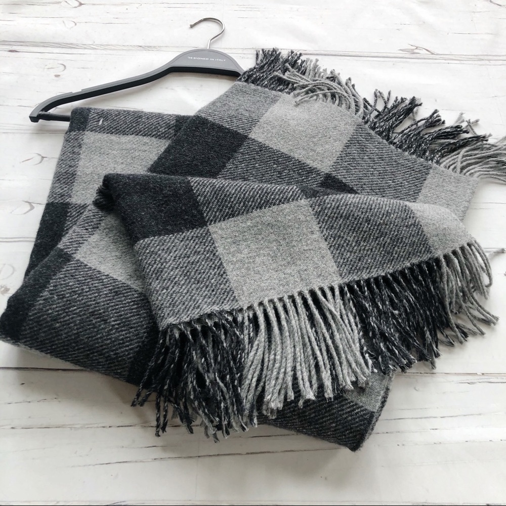 Lanerossi Italy Wool blend Buffalo Plaid Throw blanket new
